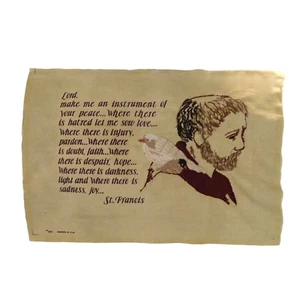Vintage fertige St. Francis Inspiration Gebet Crewel Nadelarbeit - Bild 1 von 8