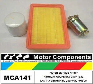 FILTER SERVICE KIT for HYUNDAI KW LANTRA G4GMR 1.8L G4GFV 2L 9/1995 > 2000 - Picture 1 of 2