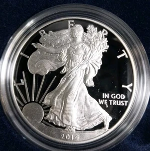 2014-W American Eagle One Ounce Proof dollaro d'argento - .999 fine con OGP COA - Foto 1 di 5