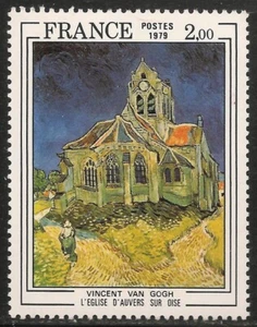 Francia #1627 (A818) en estado bastante bueno MNH - 1979 2 fr Iglesia en Auvers-on-Oise, por Van Gogh - Imagen 1 de 1