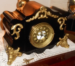 Antique Waterbury 8-Day Key Wind OPEN ESCAPEMENT Chime Strike Clock WKS! AS IS! - Picture 1 of 19
