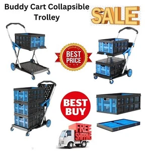 Cart Folding Trolley Heavy Duty 90K Collapsible 1 2 3 4 Baskets Shopping-Heavy - Picture 1 of 30