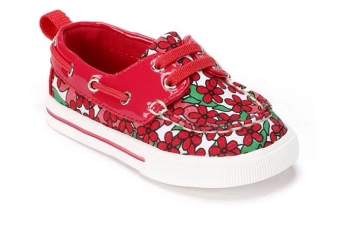 NUEVO Jumping Frijoles Bebés Niñas Sin Cordones Lona Rosa Brillante Flor Barco Zapatos 2T Foto 1 de 4