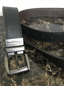 Top de cuero recubierto con cinturón reversible negro/marrón oscuro para hombre talla 42-44 XL - Imagen 1 de 8