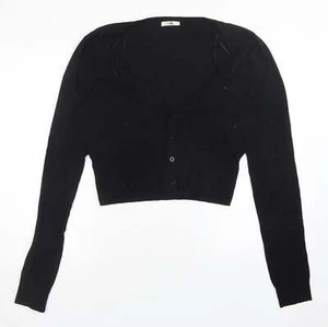 MK Womens Black V-Neck Viscose Blend Cardigan Size 16 - Picture 1 of 12