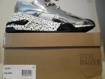 Steve Madden Mujer Acantilado Tacón Oculto Moda Estampado Tenis Plateado Multi Talla 9 Foto 1 de 4