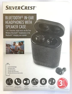 (SF) Silvercrest B.tooth In-ear Heaphones W. Speaker Case, Black, New - Picture 1 of 2