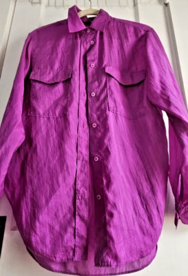 Camisa Massimo Dutti 100% seda abotonada rosa caliente talla 2 EE. UU. Foto 1 de 4
