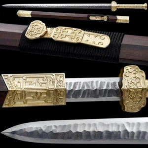 Damaskus gefaltet T10 Stahl RUYI Han Jian 如意剑 kampfbereit chinesisches WUSHU Dao Schwert - Bild 1 von 11