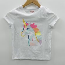 Cat & Jack Girls Size Medium 8 Rainbow Unicorn Short Sleeve Graphic T-Shirt 2325