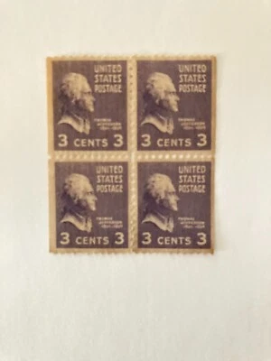 Violet Thomas Jefferson 3 C, US Postage Stamp (Unused Block of 4) & 1 Used - Image 1 of 2