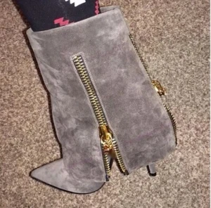 $1395❤️36.5/6.5 Giuseppe Zanotti stivaletti pieghevoli in pelle scamosciata metà polpaccio - Foto 1 di 11