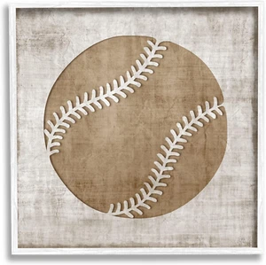 Weathered Baseball Silhouette Shape Rustic Sports Sign Framed Wall Art, Design b - Picture 1 of 7