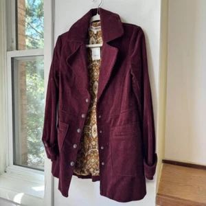 Nuevo con etiquetas Abrigo Chaqueta Free People Dama Cuello Cordón Rojo Crema XS - Imagen 1 de 10