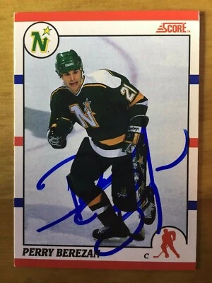 1990 Score #379 Signed Perry Berezan Minnesota North Stars Stanley Cup - Image 1 of 3