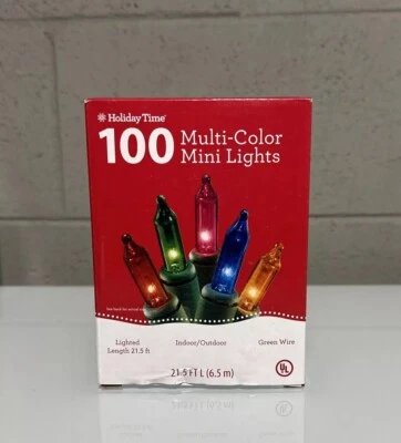 Holiday Time 100 Multi-Color Mini Lights Green Wire Christmas Holiday Decor - Image 1 of 3