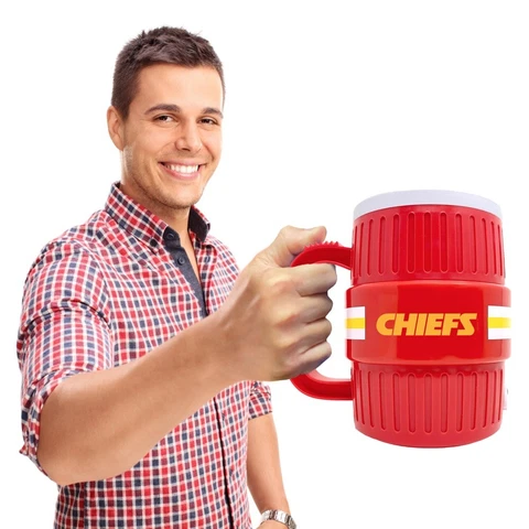 KANSAS CITY CHIEFS Water Cooler Mug - Beer Coffee Cup Stein Tailgating Gift Cover