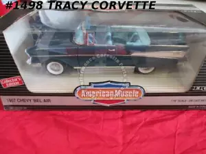 1957 Chevrolet Chevy Bel Air Conv 7345 7498 American Muscle Harbor Blue Die-Cast - Picture 1 of 4