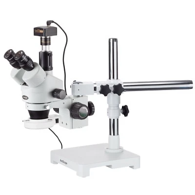 AmScope 7X-90X LED Light Boom Stand Stereo Zoom Microscope + 1.3MP Camera Foto 1 de 4