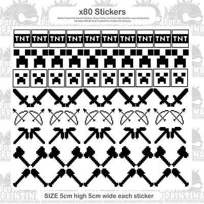 Mine. craft Pickaxe Wall Sticker Wall Stickers Vinyl Art Home x80  #099 - Image 1 of 4