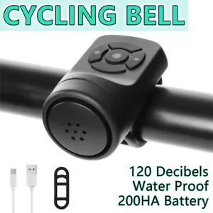 Bike Loud Horn 120Db Bicycle Handlebar Alarm Ring Bell Cycling Kit USB Charging - Picture 1 of 15