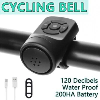 Bike Loud Horn 120Db Bicycle Handlebar Alarm Ring Bell Cycling Kit USB Charging - image 1 of 4