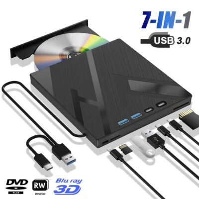 HIRUCY USB 3.0 External Blu ray Drive CD DVD ROM RW Player for Laptop PC Optical Drive