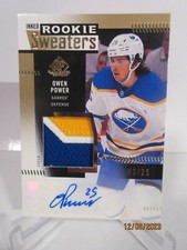 2022-23 SP GAME USED ROOKIE SWEATERS 3-C PATCH GOLD AUTO OWEN POWER RC #03/25