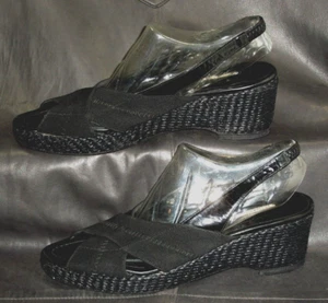 Donald J Pliner Kiwa women's black fabric slingbacks espadrille sandals size 8N - Picture 1 of 6