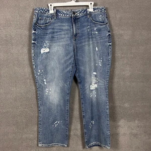 Cabi Jeans Womens 14 38x28 MidRise Skinny Leg Blue Distressed Boyfriend - Picture 1 of 19