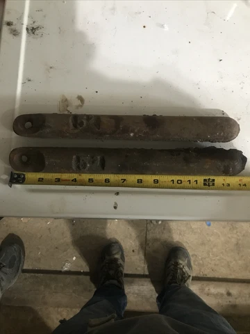 2 Vintage Cast Iron 5 lb ~14" Antique Sash Window Weights Architectural J1 Cover