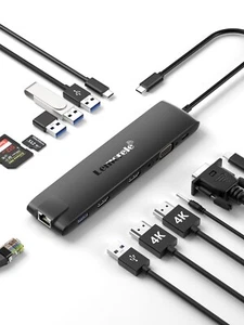 Lemorele Adaptador Hub Usb 3.2 10gbps 4k HDMI+rj45+vga Port for pc laptops - Picture 1 of 5