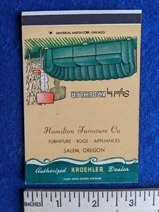 Vintage HAMILTON Möbel SALEM OREGON KROEHLER Streichholzhülle Verkäufer Muster FLACH - Bild 1 von 2