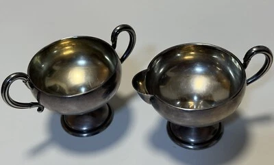 ☕️ CREMA Y AZÚCAR PLATA ESTERLINA VINTAGE CON ASAS APLICADAS SIN ABOLLADURAS 114g Foto 1 de 4