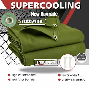 200x400cm Army Heavy Duty Canvas Tarp Tarpaulin Sun Blocked Waterproof Dustproof - Picture 1 of 16