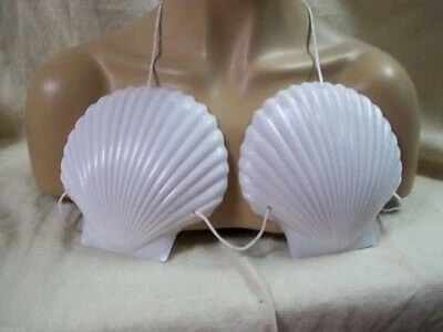 Sujetador SeaShell Blanco Sea Shell Bikini Top Hawaiano Hula Tropical Sirena Gaga VMA Foto 1 de 4