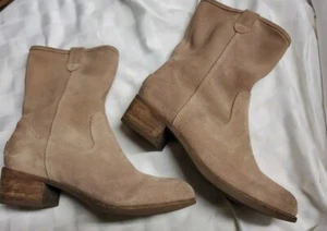 UGG halbhohe Damenstiefel Rioni hellbraunes Wildleder zum Überziehen Holzabsatz US-Größe 7 - Bild 1 von 10