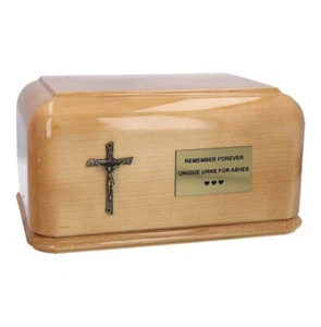 Große traditionelle Feuerbestattung Urne aus Holz, personalisierte Urne für Asche - Handarbeit - Bild 1 von 6