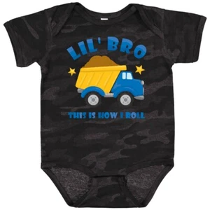 Inktastic Dump Truck Little Bro Baby Bodysuit Brother Big Construction This Is I - Picture 1 of 10