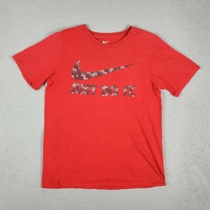 Nike Just Do It Red Swoosh Short Sleeve T-Shirt Kids/Youth Athletic Cut Size XL - Picture 1 of 8