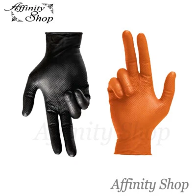 DISPOSABLE NITRILE GLOVES Mack Traction Work Safety Nitriles Black/Orange AS/NZS - image 1 of 4