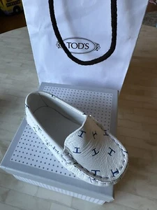 Tod's Pantofola Gommini scarpa bambino taglia US 4 EU 19 mocassino pelle bianco - Foto 1 di 6