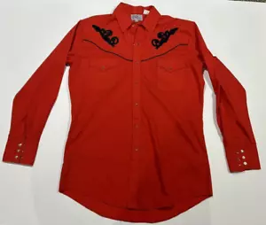 Vintage Uomo Cowboy Western Rodeo Pearl Snap Ely Diamond Rosso Medium - Foto 1 di 9
