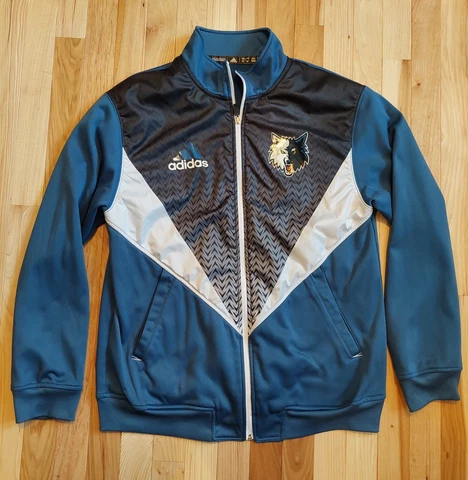 Vintage Adidas Minnesota Timberwolves Blue NBA Zip Up Sweater Men's Size M Cover