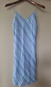 Vintage 90's Y2K Ralph Lauren Midi Slip Dress. Light blue striped. Womens size 0 - Picture 1 of 7