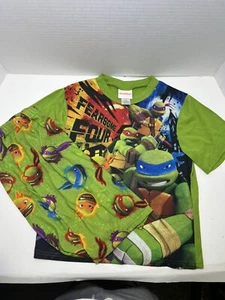 Teenage Mutant Ninja Turtle Pajamas Boys Large 10-12 Green PJ Shirt Pant Gift - Picture 1 of 9
