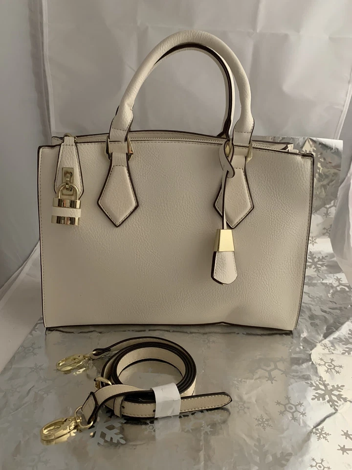 ❤️Charming Charlie Tote Shopper Bag White Double Handle & Crossbody Strap - Image 1 of 4