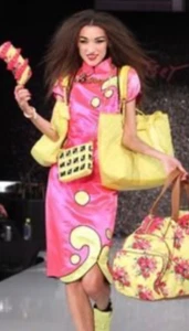 NWT Betsey Johnson Vintage Patent Tote Yellow PVC Large Bag Handled Purse - Picture 1 of 12