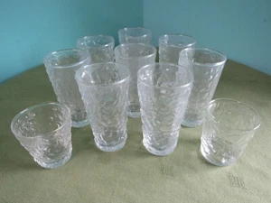 Vintage Bubble Dimpled Clear Libby Large & Small Drinking Glasses Set Lot of 10 - Picture 1 of 11
