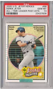2005 UD Jeter Heroes #98 DEREK JETER PSA 10 Gem Mint - All-Time Posts. Hits POP4 - Picture 1 of 2